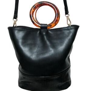 Free People Black Crossbody Bag with Tortoiseshell Ring